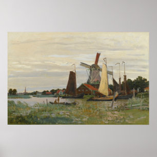 Een molen in Zandam - Claude Monet - 1871 Poster