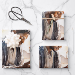 Een moment van geloof: Waterverf van een zwart Man Inpakpapier Vel