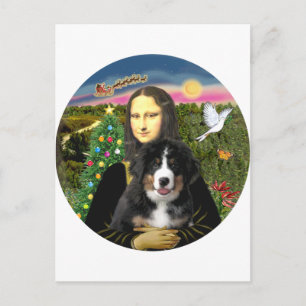 Een Mona Lisa Kerstmis - Bernese MD Puppy Feestdagenkaart