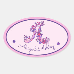 Een monogram aangepaste naam id roze stickers