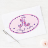 Een monogram aangepaste naam id roze stickers (Envelop)