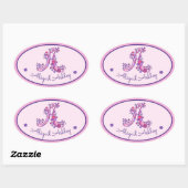 Een monogram aangepaste naam id roze stickers (Vel)