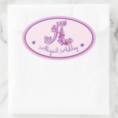 Een monogram aangepaste naam id roze stickers (Tas)