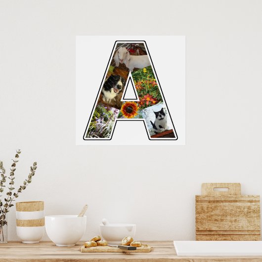 Een monogram Creëer Uw Eigen 6 Aangepaste Foto Col Poster (Keuken)