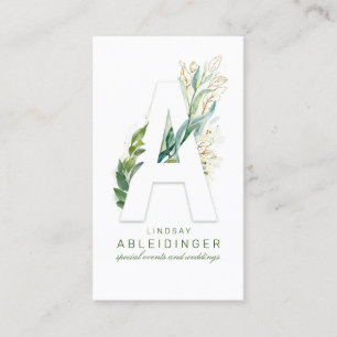 Een Monogram Gold Greenery met een Letter-monogram Visitekaartje