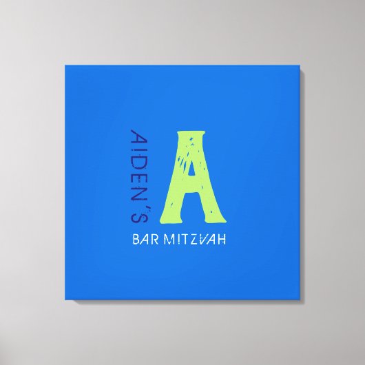 Een Monogram Initiaal Bar bat Mitzvah Sign-In Boar Canvas Afdruk (Voorkant)