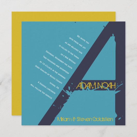 Een Monogram Initiaal Bar bat Mitzvah Uitnodiging (Voorkant / Achterkant)