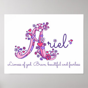 Een monogram kunst Ariel meisjesnaam betekenis pos Poster