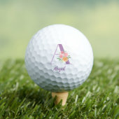 Een Monogram Paarse Bloemen Waterverf Gepersonalis Golfballen (Insitu Shirt)