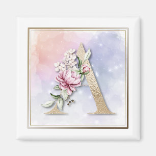 Een Monogram Roze Bloem Magneet