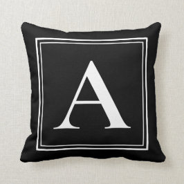 Een monogram Sjabloon elegant modern zwart wit Kussen