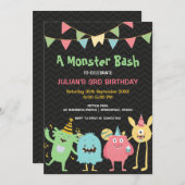 Een monsterlijke kinderfeest kleurrijke verjaardag kaart (Voorkant / Achterkant)