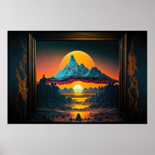 Een monument voor surrealisme ontmoet Retro Future Poster
