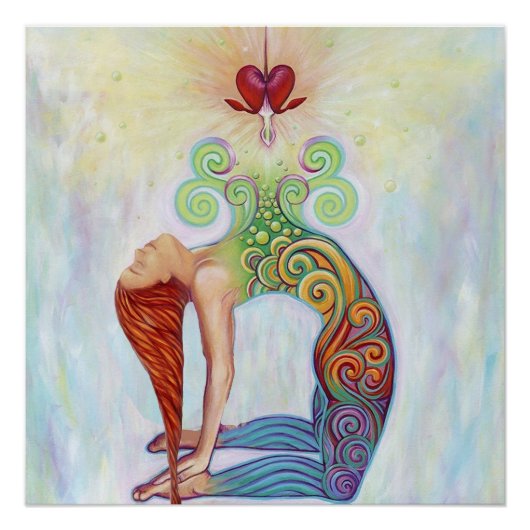 Een mooi afbeelding van een vrouw die mediteert perfect poster (Voorkant)