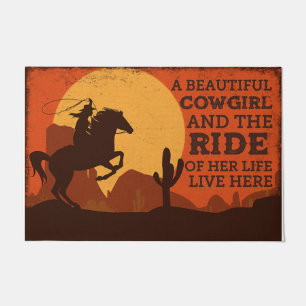 Een mooi meisje en de ride van haar leven deurmat