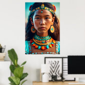 Een mooi meisje van de Indiase stammen Poster (Thuiskantoor)