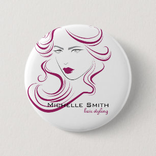 Een mooi meisjespictogram paars haar Hairstyling-m Ronde Button 5,7 Cm