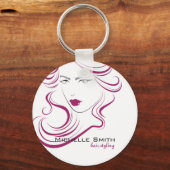 Een mooi meisjespictogram paars haar Hairstyling-m Sleutelhanger (Voorkant)