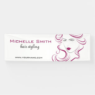 Een mooi meisjespictogram paars haar Hairstyling-m Spandoek