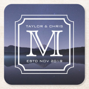 Een mooi monogram, eenvoudig landschap vierkante kartonnen onderzetter