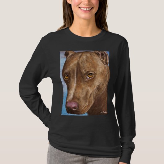 Een mooi rood neus pitbull schilderij t-shirt (Voorkant)