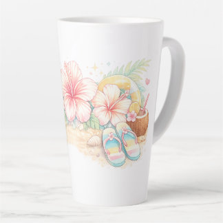 Een mooi zomerdessin geïnspireerd door bloemen latte mok