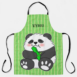 Een Mooie Baby Panda Die Bamboestengel Eet Schort