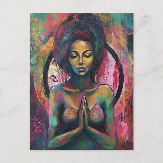 Een mooie biddende vrouw briefkaart (Voorkant)