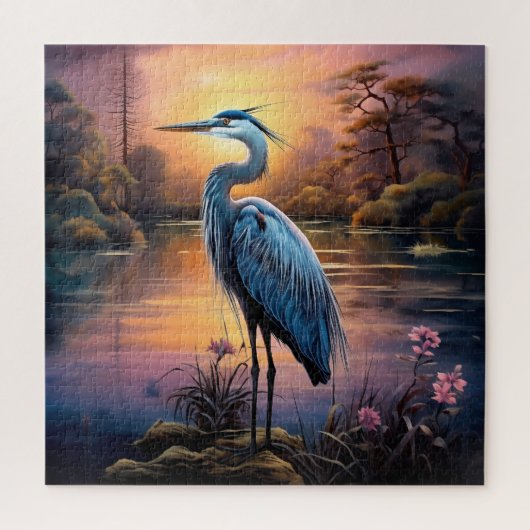 Een mooie blauwe reiger legpuzzel (Verticaal)