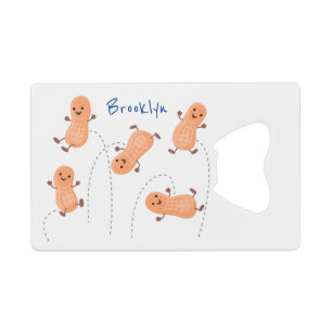 Een mooie cartoon van een pinda's kredietkaart flessenopener