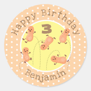 Een mooie cartoon van een pinda's ronde sticker