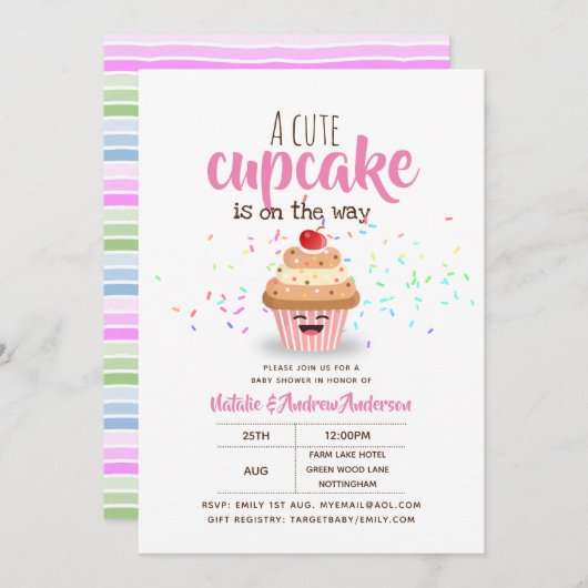 Een Mooie Cupcake Komt Er Aan Sprinkles Meisjes Kaart (Voorkant / Achterkant)