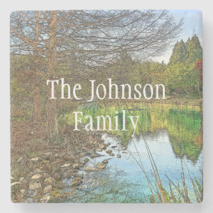 Een mooie dag bij het meer stenen onderzetter