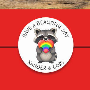 Een mooie dag   LGBTQ-wasbeer Ronde Sticker