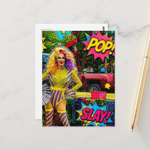 Een mooie drag queen kleurrijke popart briefkaart