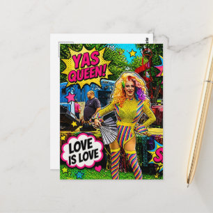 Een mooie drag queen kleurrijke popart briefkaart