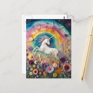 Een mooie eenhoorn in Wildflower Briefkaart