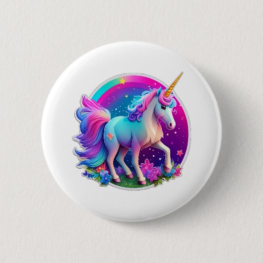 Een mooie eenhoorn ronde button 5,7 cm (Voorkant)