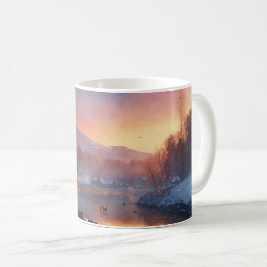 een mooie en magische Winter Riverscape Koffiemok (Voorkant rechts)