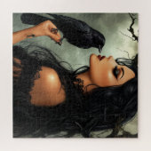 Een mooie gotische vrouw met Raven Legpuzzel (Horizontaal)