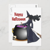 Een mooie heks en het Briefkaart van Cauldron (Voorkant / Achterkant)