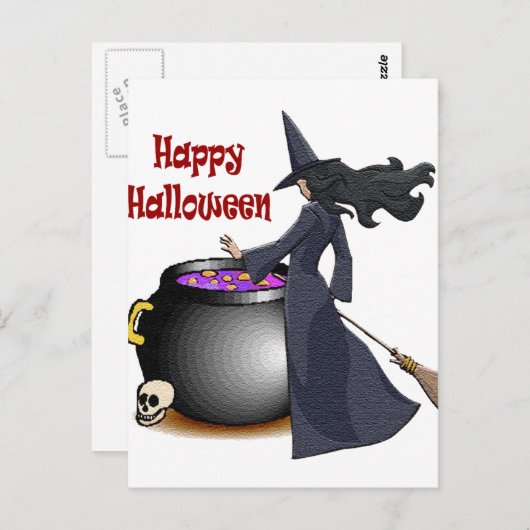 Een mooie heks en het Briefkaart van Cauldron (Voorkant / Achterkant)