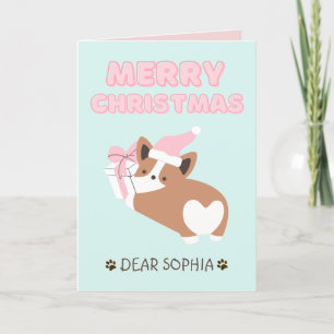 Een mooie hond in een Pet en een fijne kerstpasta Kaart