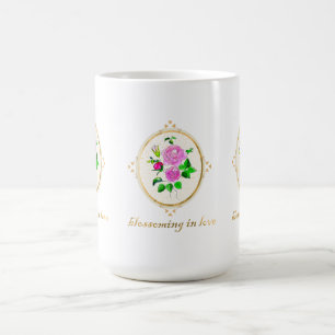 Een mooie keramische mag met roos design koffiemok