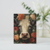 Een mooie Koe in de Flowers Briefkaart (Staand voorkant)