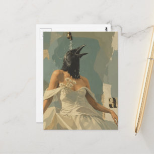 Een mooie kraai onder de douche collage briefkaart