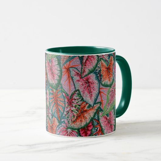 Een mooie mok met Philip Jacobs Fabric Caladium (Voorkant rechts)