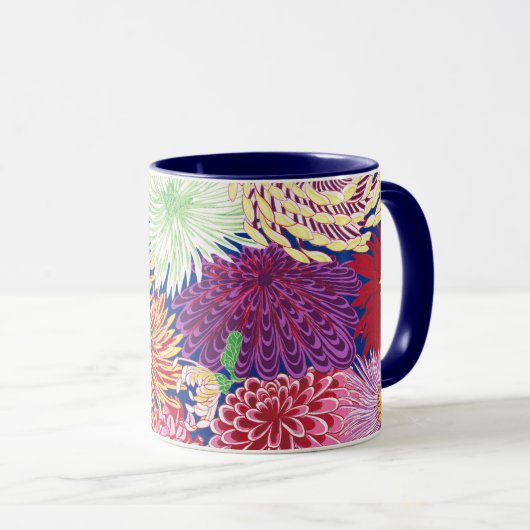 Een mooie Mok met Philip Jacobs Fabric Chrysanthem (Voorkant rechts)