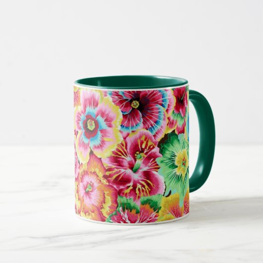 Een mooie mok met Philip Jacobs Fabric Hibiscus (Voorkant rechts)