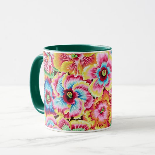 Een mooie mok met Philip Jacobs Fabric Hibiscus (Voorkant links)
